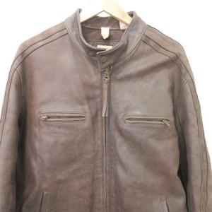 Timberland ヴィンテージ レザー ジャケット ライダース アウター CA19792 XLサイズ 茶 ブラウン GY99