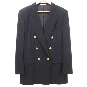 Aquascutum スーツ セットアップ ダブル ジャケット スカート セレモニー 金ボタン 13 XL 紺 ネイビー