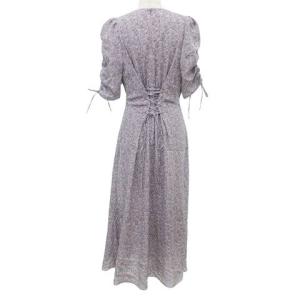 SNIDEL 美品 21SS バリエーション マーメイド プリント ワンピース ロング 花柄 レースアップ 0 ラベンダー