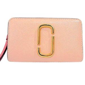 MARC JACOBS スナップショット レザー 二つ折り 財布 L字ファスナー ピンク ニューローズマルチ A0305 AA