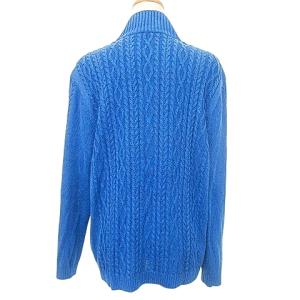 Leilian タグ付き コットンニット ブルゾン ケーブル レーヨン混 13+ XL相当 青 ブルー ORG A0219