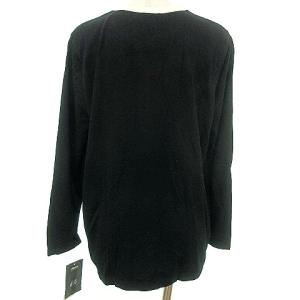 Leilian タグ付き カーディガン レーヨン 薄手 バイカラー 13+ XL相当 黒 ブラック 白 ホワイト ORG A0219