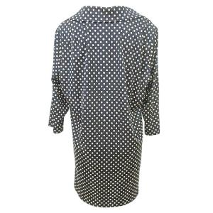 Leilian 美品 チュニック 七分袖 ドット 13+ XL相当 黒 ブラック ベージュ ORG A0219