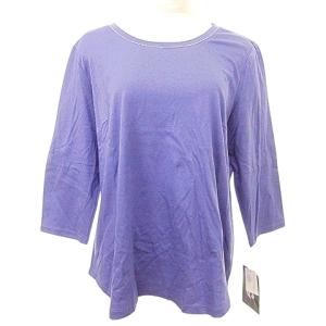 タグ付き カットソー Tシャツ 七分袖 八分袖 コットン 13+ XL相当 くすみブルー 青?パープル系 ORG A0219