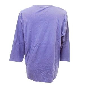 Leilian タグ付き カットソー Tシャツ 七分袖 八分袖 コットン 13+ XL相当 くすみブルー 青?パープル系 ORG A0219