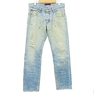 TMTダメージ加工ライトブルーデニムパンツ TMT ライトブルーダメージデニムパンツ