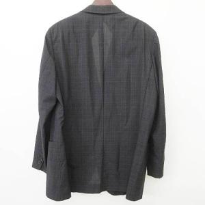 BURBERRY LONDON シングル テーラードジャケット チェック柄 背抜き シルク混 ウール ビジネス L グレー