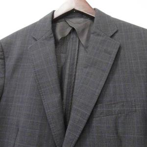 BURBERRY LONDON シングル テーラードジャケット チェック柄 背抜き シルク混 ウール ビジネス L グレー