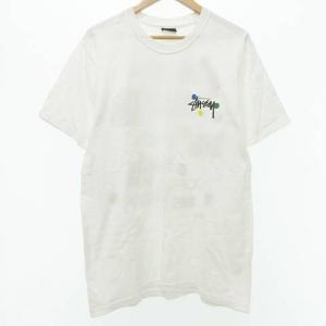 STUSSY 美品 ドット コラージュ Tシャツ 半袖 プリント クルーネック カットソー メキシコ製 M 白 ホワイト