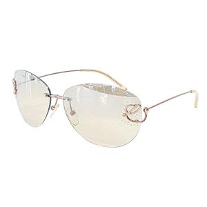 LOEWE リムレス フレームレス サングラス ラインストーン ブラウンレンズ 茶 SLW167S A0317