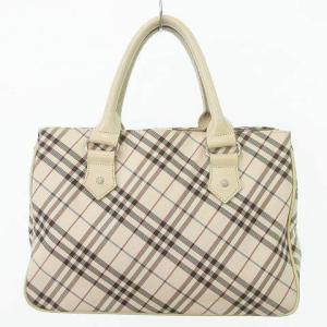 BURBERRY BLUE LABEL チェック トートバッグ ナイロン ハンドバッグ 三陽商会 ベージュ系