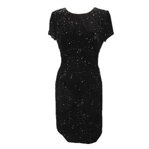 ワンピース ひざ丈 半袖 ベロア 総柄 レーヨン シルク混 40 Mサイズ相当 ボルドー 