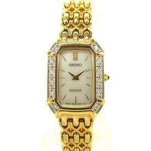 エクセリーヌ 2E20-7460 ダイヤベゼル 12Pダイヤモンド ホワイトシェル 文字盤 YGP ゴールド