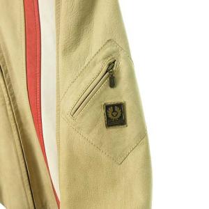 Belstaff GOLD Label ライン レーシング ライダース ジャケット ブルゾン 牛革 S ベージュ系
