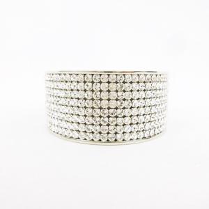 SWAROVSKI INTERVALLE Wide Bangle M バングル ブレスレット アクセサリー クリスタルパヴェ 8列 ＆ レザー装飾