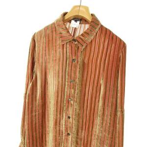 ANN DEMEULEMEESTER 1802-2000 ベルベット ストライプ シャツ ブラウス トップス