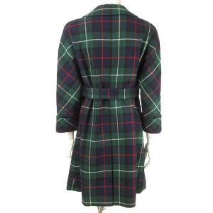 J&M DAVIDSON チェック柄 ウールコート ロング チェスター グリーン ネイビー 