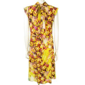 PRADA 2018年製 シルクドレス フラワー 40S イエロー