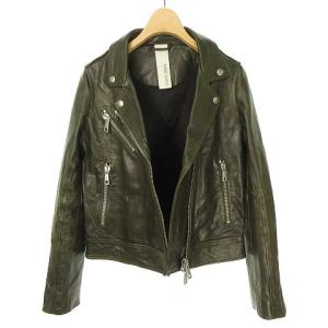 GIORGIO BRATO ダブル ライダース ジャケット ブルゾン ラムレザー 羊革 38 ダークグリーン