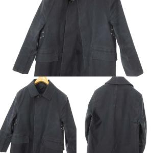 MACKINTOSH コットン ゴム引き ステンカラー コート 比翼仕立て 36 ネイビー