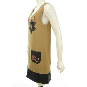 Chesty 花モチーフノースリーブワンピース 1 キャメル