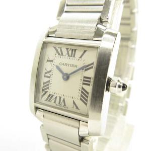 Cartier タンクフランセーズ SM 腕時計 クオーツ ステンレススチール ホワイト文字盤