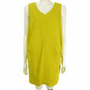 3006S233-1590 ワンピース ノースリーブ コクーン でこぼこ生地 38 イエロー