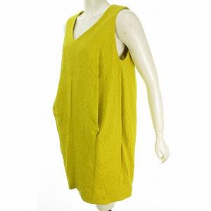 ENFOLD 3006S233-1590 ワンピース ノースリーブ コクーン でこぼこ生地 38 イエロー