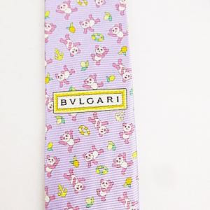 BVLGARI 244168 LEMON PANDA ネクタイ 総柄 ラベンダーカラー × イエロー