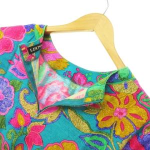 LEONARD 花柄プリントウールシルクカットソー M グリーン