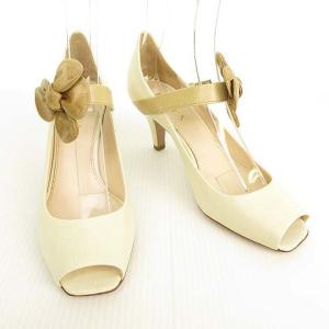 PRADA パンプス スクエアトゥ ストラップ オープントゥ 37 アイボリー ベージュ IBO11