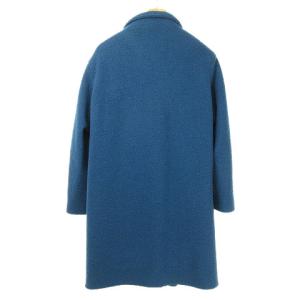 agnes b. ウールコート ブークレー ショールカラー ロゴジャカード裏地