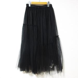 Grace Class 美品 プリーツコンビチュール スカート ロング丈 ドット ペチコート付き 19AW 黒 ブラック 36