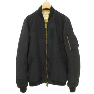 66ナイロン切替MA-1 ミリタリー フライト ジャケット ブルゾン M ブラック