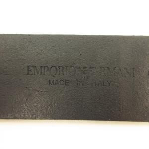 EMPORIO ARMANI レザーベルト ロゴ 95cm ? 105cm SIZE 54 ブラック × ブルー 黒 青 YEM881 大きいサイズ