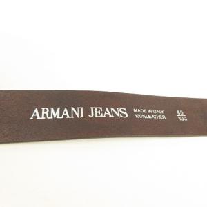ARMANI JEANS レザーベルト ロゴバックル スクエアバックル 85