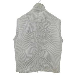 EMPORIO ARMANI JEANS ストライプ ジップアップ ベスト ジャケット スタンドカラー ポリエステル XL ネイビー