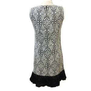 GRACE CONTINENTAL ワンピース ひざ丈 ノースリーブ ツイード ウール混 Vネック 白 黒 ホワイト ブラック 36 S X