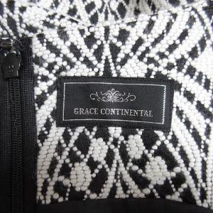 GRACE CONTINENTAL ワンピース ひざ丈 ノースリーブ ツイード ウール混 Vネック 白 黒 ホワイト ブラック 36 S X