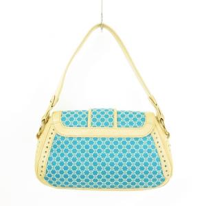 CELINE マカダム ハンドバッグ ターコイズ アイボリー 