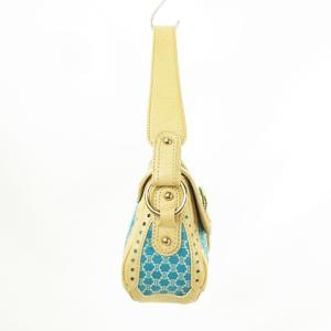 CELINE マカダム ハンドバッグ ターコイズ アイボリー 