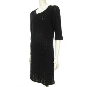 CHANEL ニット ワンピース ココマークボタン P45651K05695 34 黒