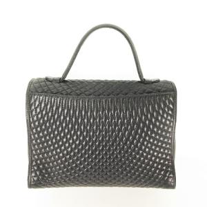 BALLY キルティング レザー ハンドバッグ ワンハンドル ターンロック ねじり金具 フォーマル ダークネイビー