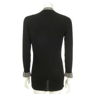 CHANEL ココマークボタン リブニット カーディガン 36 ブラック ホワイト P56155K07382