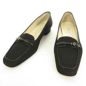 ガンチーニ ローファー パンプス スクエアトゥ 7 ブラック 黒