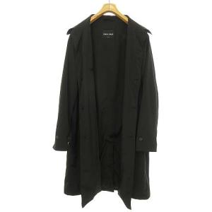 GIORGIO ARMANI ステンカラーコート ロングコート 比翼 ポリエステル 48 ブラック 黒 