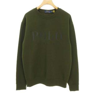 クルーネックロゴプリントスウェットシャツ XS オリーブ
