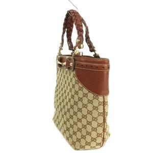 GUCCI ホースビット GGキャンバス レザー ハンドバッグ ブラウン 137623