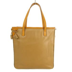 レザータッセルハンドバッグ キャメル