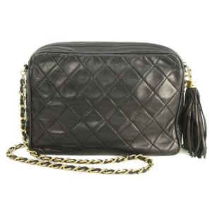 CHANEL ヴィンテージ マトラッセ ココマーク 9番台 ショルダーバッグ チェーン ラムスキン ブラック